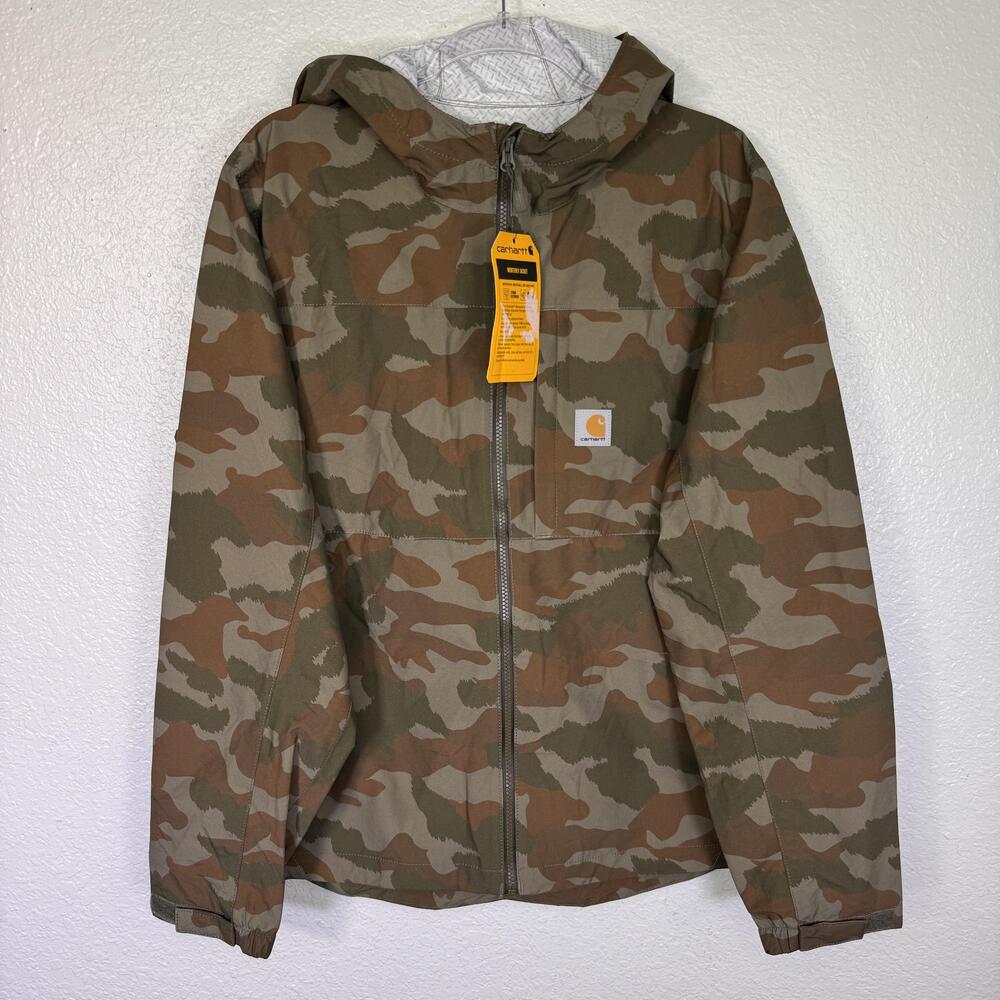 Carhartt Monterey Jacket Mens Medium Camouflage Hooded Storm Defender Nylon M